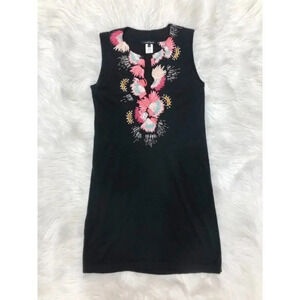 Nanette Lepore Embroidered Dress Black Knit XS